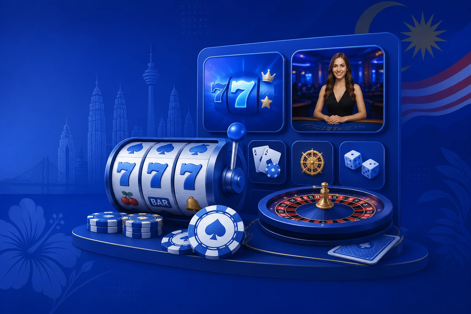 Slots and live casino showcase illustration